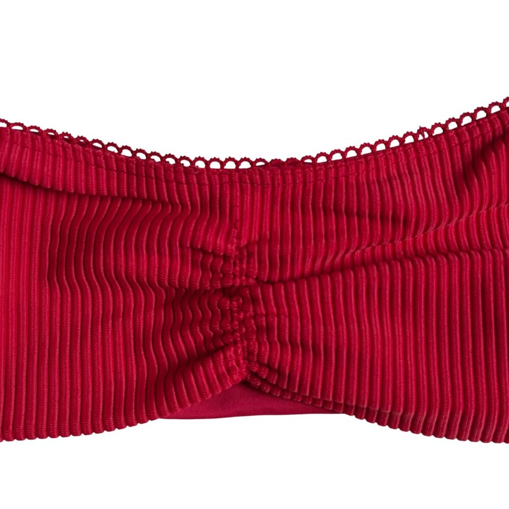 Frankies Bikinis Cleo Ribbed Bralette Bikini Top (Crimson) - Size Large - Picture 3 of 7